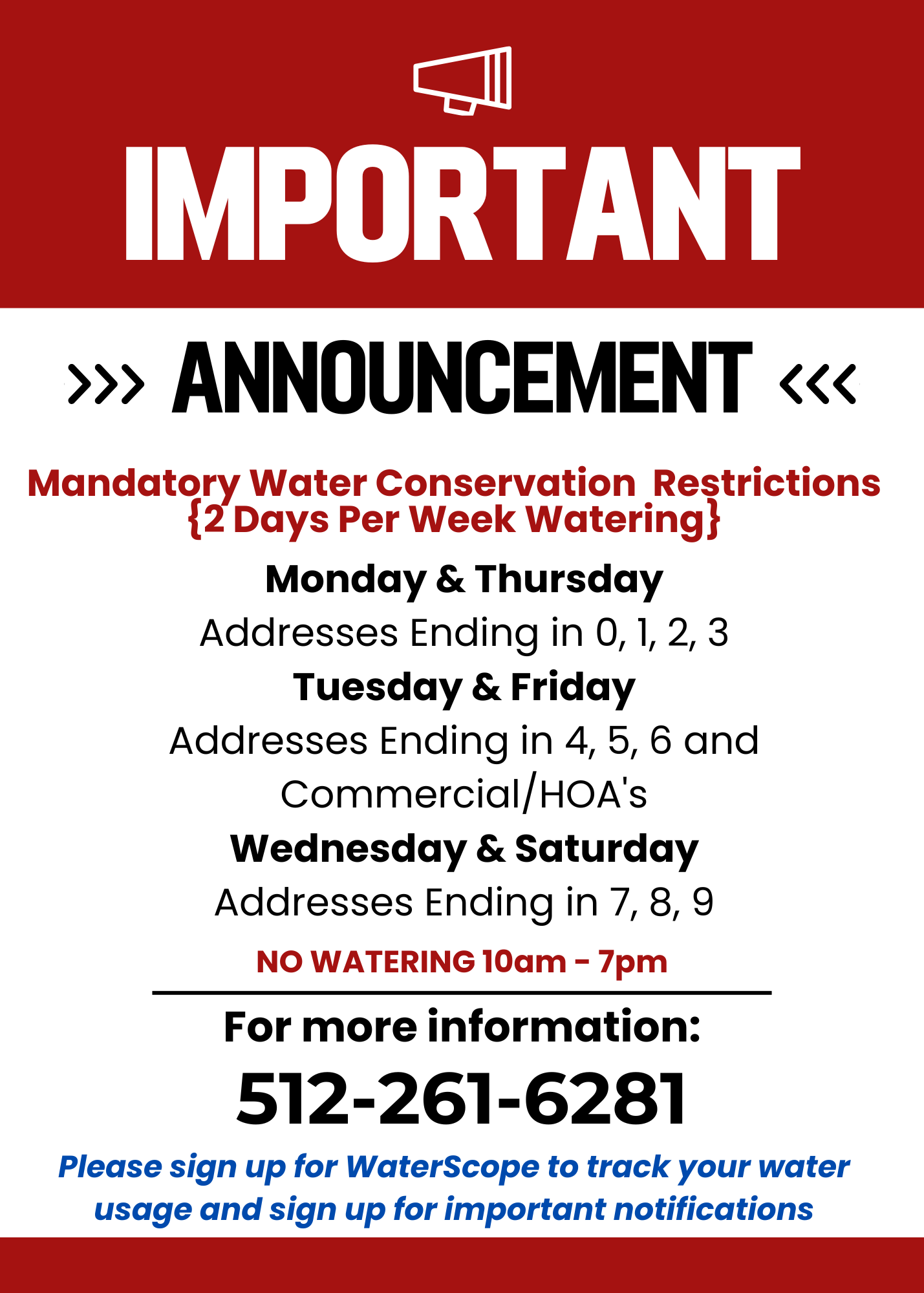 Current Water Restrictions